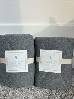 POTTERY BARN kids Set of 2 Heathered Jersey Quilted Shams